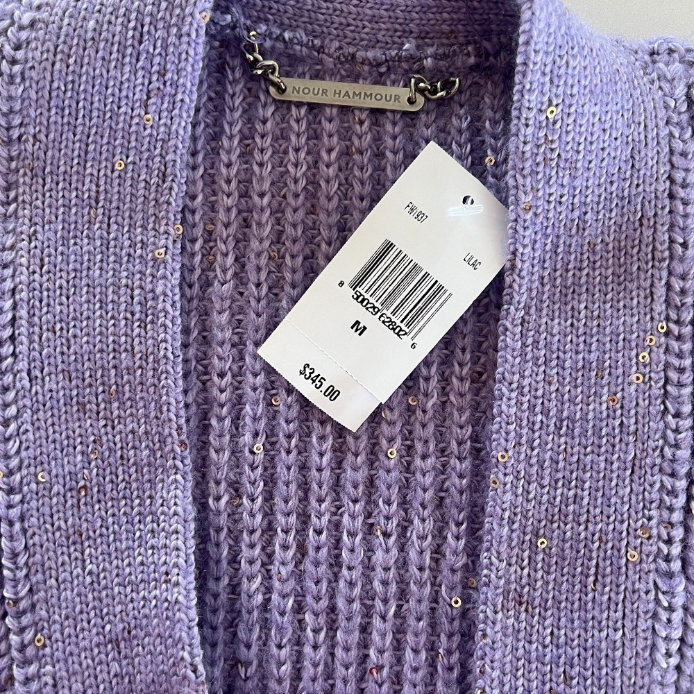 Nour Hammour purple three button sweater, size M, never worn, still with tag!